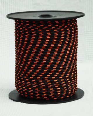 Djembe PES rope 6 mm Black / fluo orange 100 m