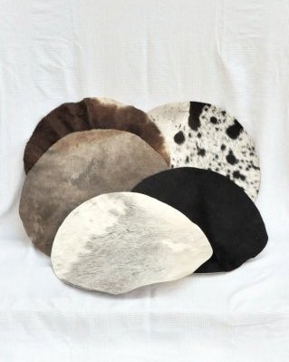Pack 5 downgraded djembe drum bovine skins with hair M