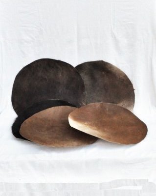 Pack 5 downgraded djembe drum equine skins with hair M