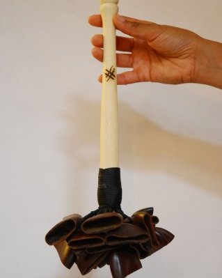 Entada cluster rattle with stick